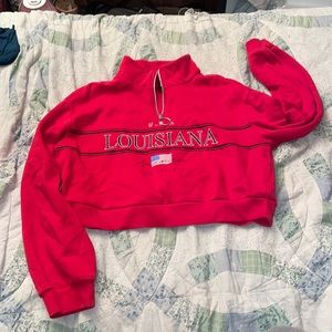 “Louisiana” DIVIDED Cropped Fleece Lined Quarter Zip
